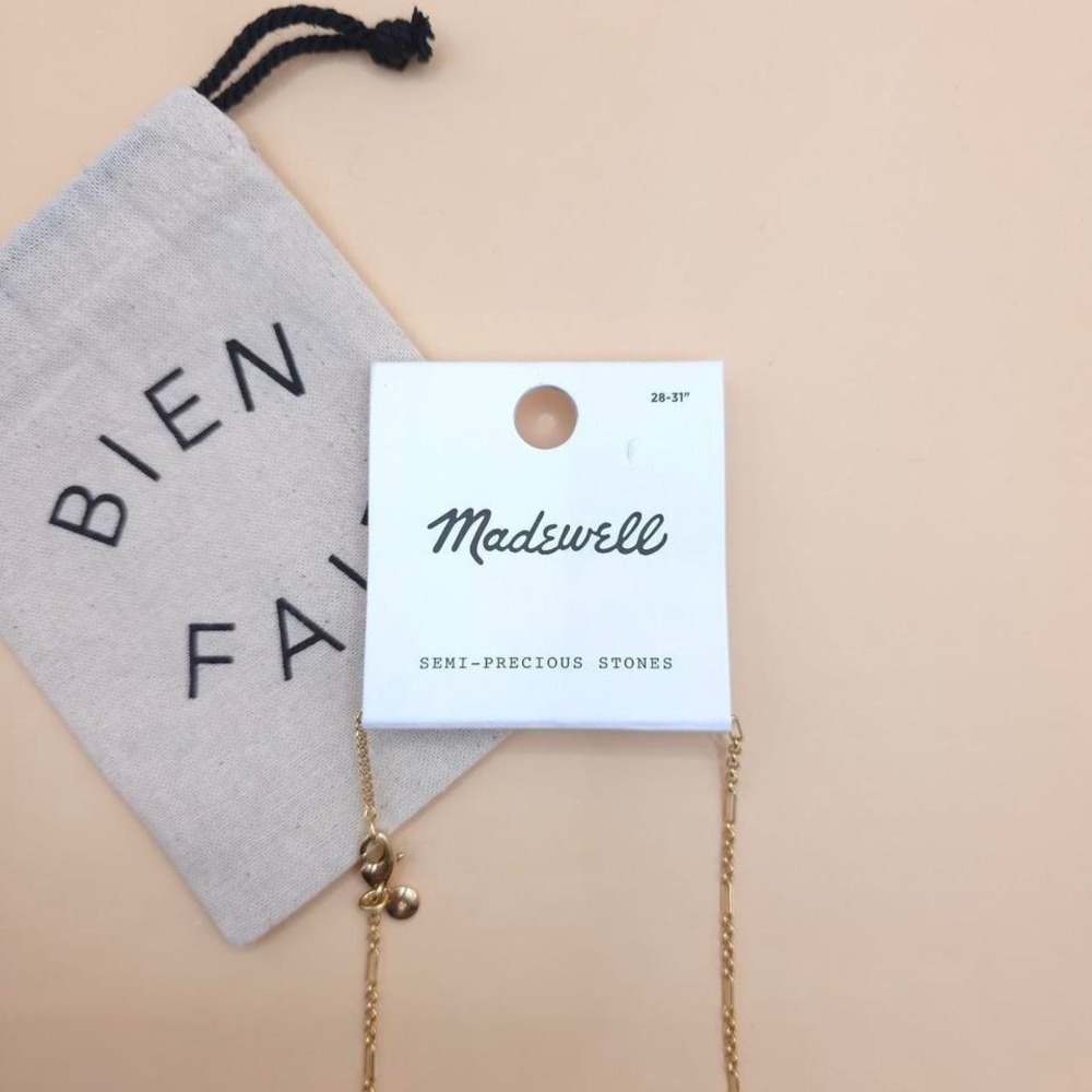 Madewell gold necklace with black stone - Picture 4 of 8